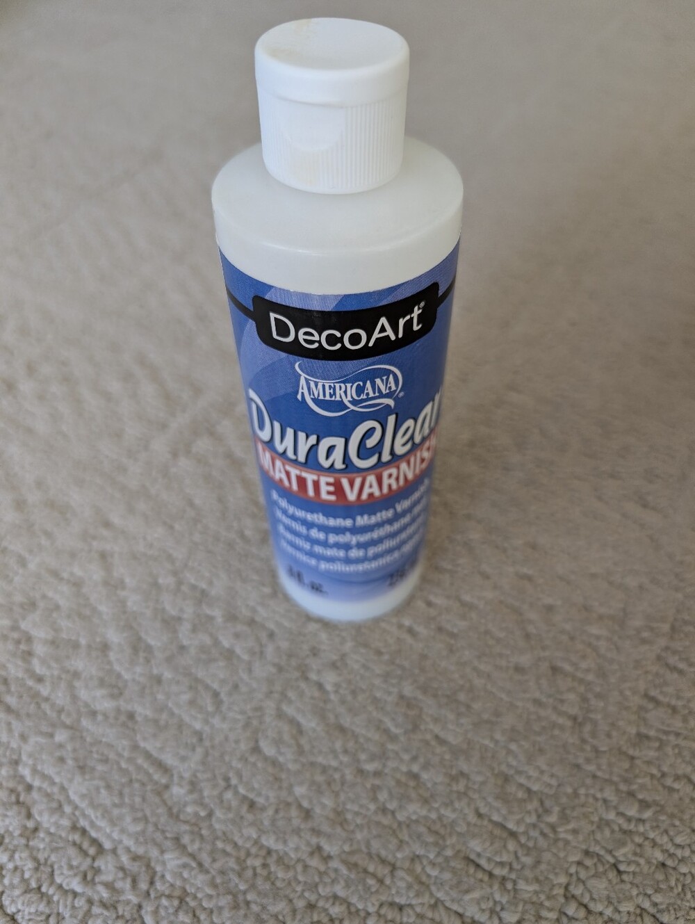 DecoArt Americana DuraClear Matte Varnish - White Cap Open But Still Full